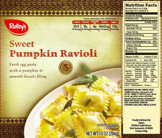 Raley's Family of Fine Stores Issues Allergy Alert on Undeclared Cashew and Almond in Raley's Frozen Sweet Pumpkin Ravioli